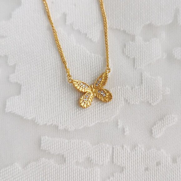 Julie Vos Butterfly Gift Gold Neckalce Clear Crystal - Picture 1 of 4